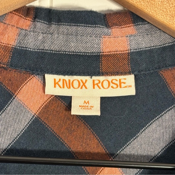 Knox Rose Teal & Orange Plaid Tunic Button Down Flannel Women’s Size Medium - Picture 6 of 7